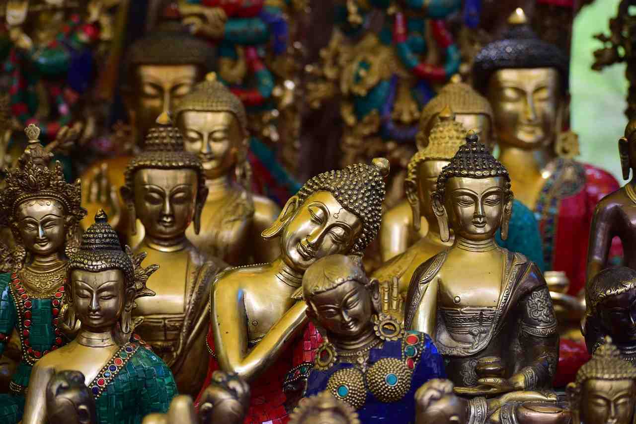 statue, bouddha, le morceau d'exposition